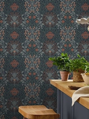 William Morris At Home Ink Blue Oak & Willow 10M Wallpaper - Image 1 of 5