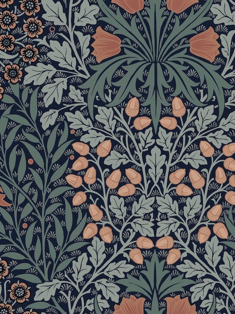 William Morris At Home Ink Blue Oak & Willow 10M Wallpaper - Image 2 of 5 William Morris At Home Ink Blue Oak & Willow 10M Wallpaper - Image 2 of 5
