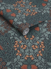 William Morris At Home Ink Blue Oak & Willow 10M Wallpaper - Image 3 of 5