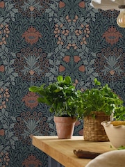 William Morris At Home Ink Blue Oak & Willow 10M Wallpaper - Image 5 of 5