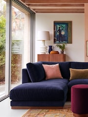 Swoon Ink Denver Easy Velvet Left Hand Corner Sofa - Image 1 of 6