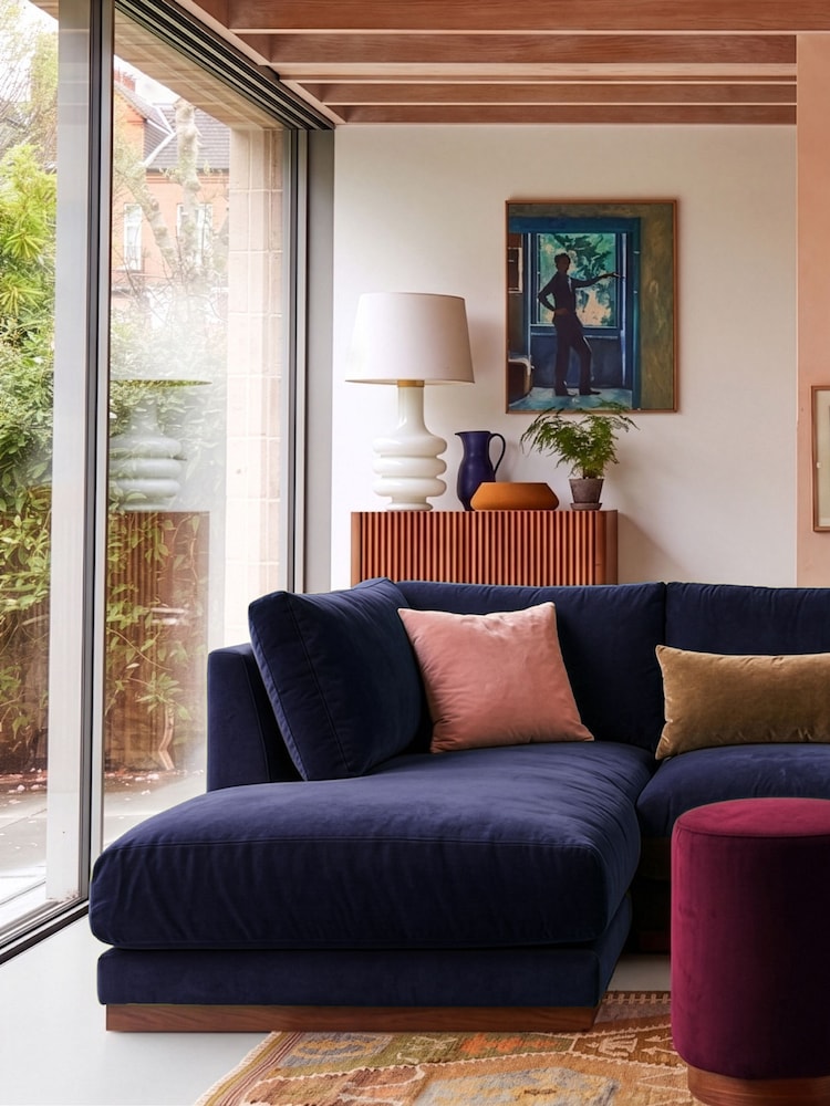 Swoon Ink Denver Easy Velvet Left Hand Corner Sofa - Image 1 of 6 Swoon Ink Denver Easy Velvet Left Hand Corner Sofa - Image 1 of 6