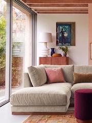 Swoon Ecru Denver Easy Velvet Left Hand Corner Sofa - Image 1 of 6