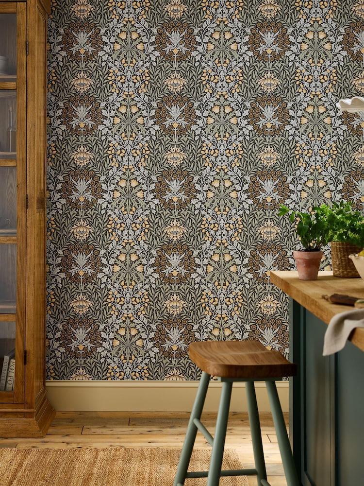 William Morris At Home Charcoal Oak & Willow 10M Wallpaper - Image 1 of 5 William Morris At Home Charcoal Oak & Willow 10M Wallpaper - Image 1 of 5