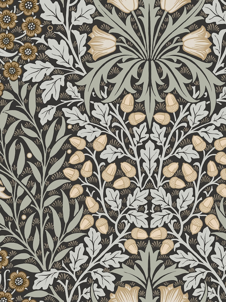 William Morris At Home Charcoal Oak & Willow 10M Wallpaper - Image 2 of 5 William Morris At Home Charcoal Oak & Willow 10M Wallpaper - Image 2 of 5
