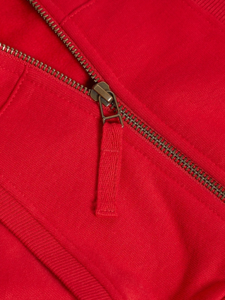 Red Cotton Rich Zip Through Sports Hoodie (3-16yrs) - Image 4 of 5