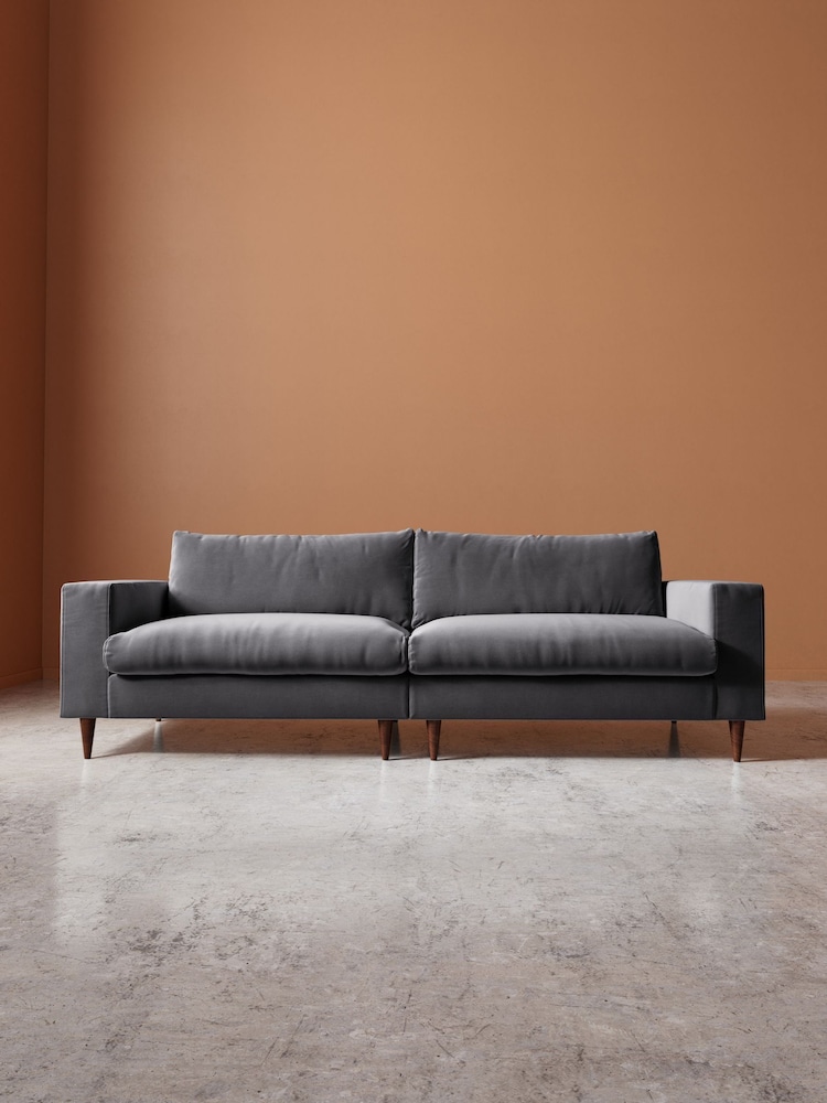 Swoon Granite Evesham Easy Velvet 4 Seater Sofa - Image 1 of 5 Swoon Granite Evesham Easy Velvet 4 Seater Sofa - Image 1 of 5