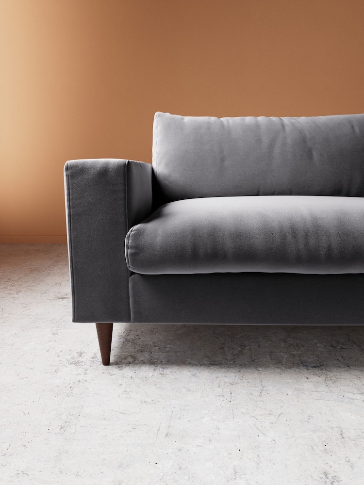 Swoon Granite Evesham Easy Velvet 4 Seater Sofa - Image 2 of 5 Swoon Granite Evesham Easy Velvet 4 Seater Sofa - Image 2 of 5