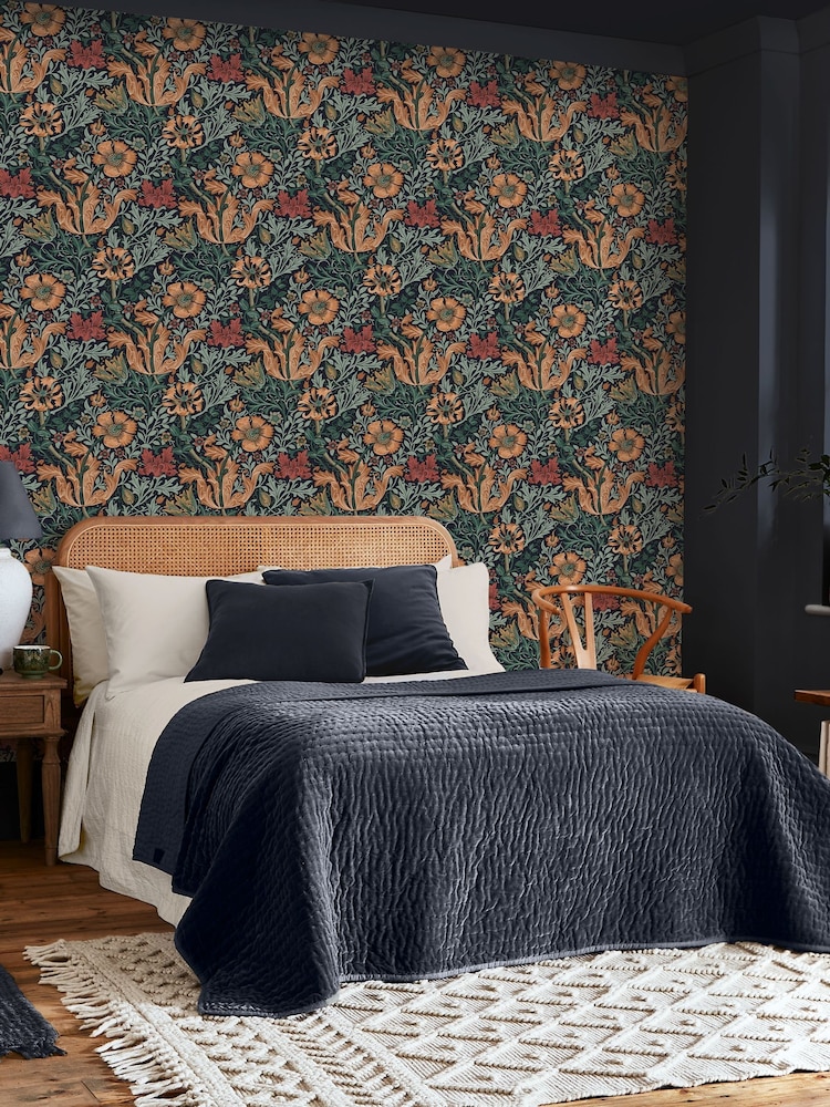 William Morris At Home Ink Blue Compton 10M Wallpaper - Image 1 of 5 William Morris At Home Ink Blue Compton 10M Wallpaper - Image 1 of 5