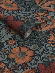 William Morris At Home Ink Blue Compton 10M Wallpaper - Image 3 of 5