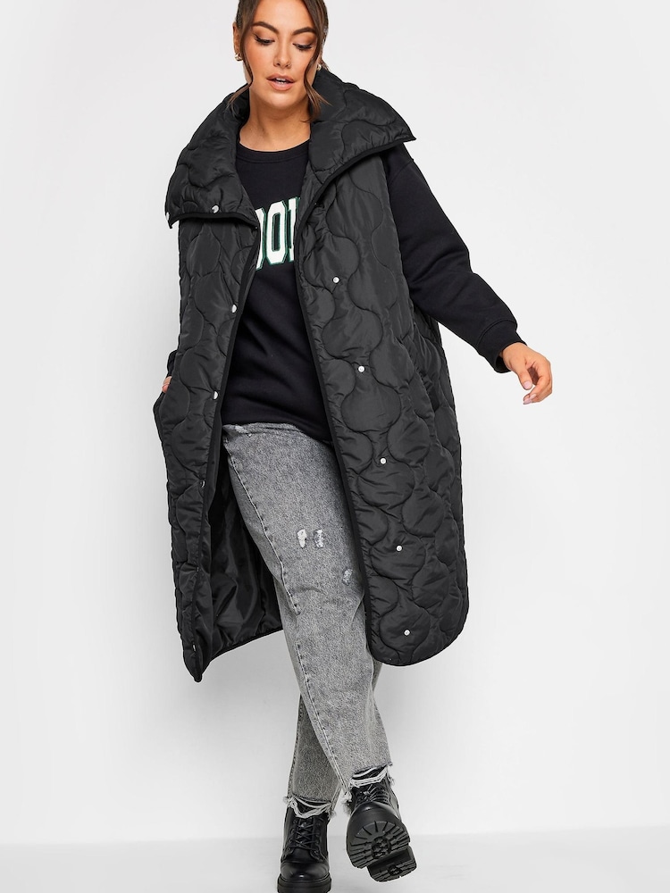 Yours Curve Black Funnel Neck Lightweight Gilet - Image 1 of 4
