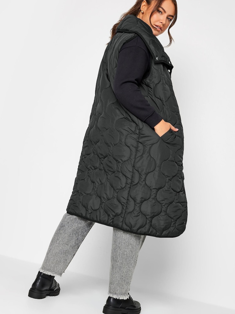 Yours Curve Black Funnel Neck Lightweight Gilet - Image 2 of 4