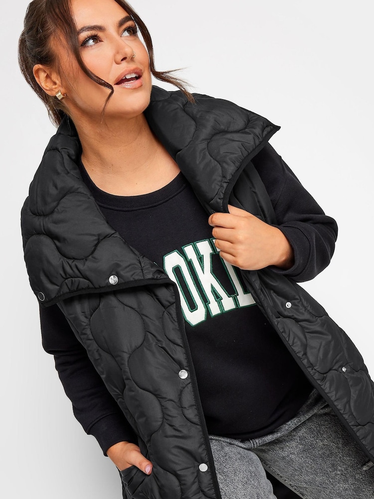 Yours Curve Black Funnel Neck Lightweight Gilet - Image 4 of 4