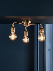 Brass Brooklyn Flush Ceiling Light - Image 1 of 7