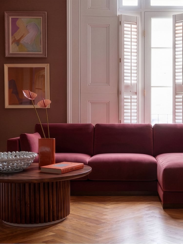 Swoon Bordeaux Alesund Easy Velvet Right Hand Corner Sofa - Image 1 of 6 Swoon Bordeaux Alesund Easy Velvet Right Hand Corner Sofa - Image 1 of 6