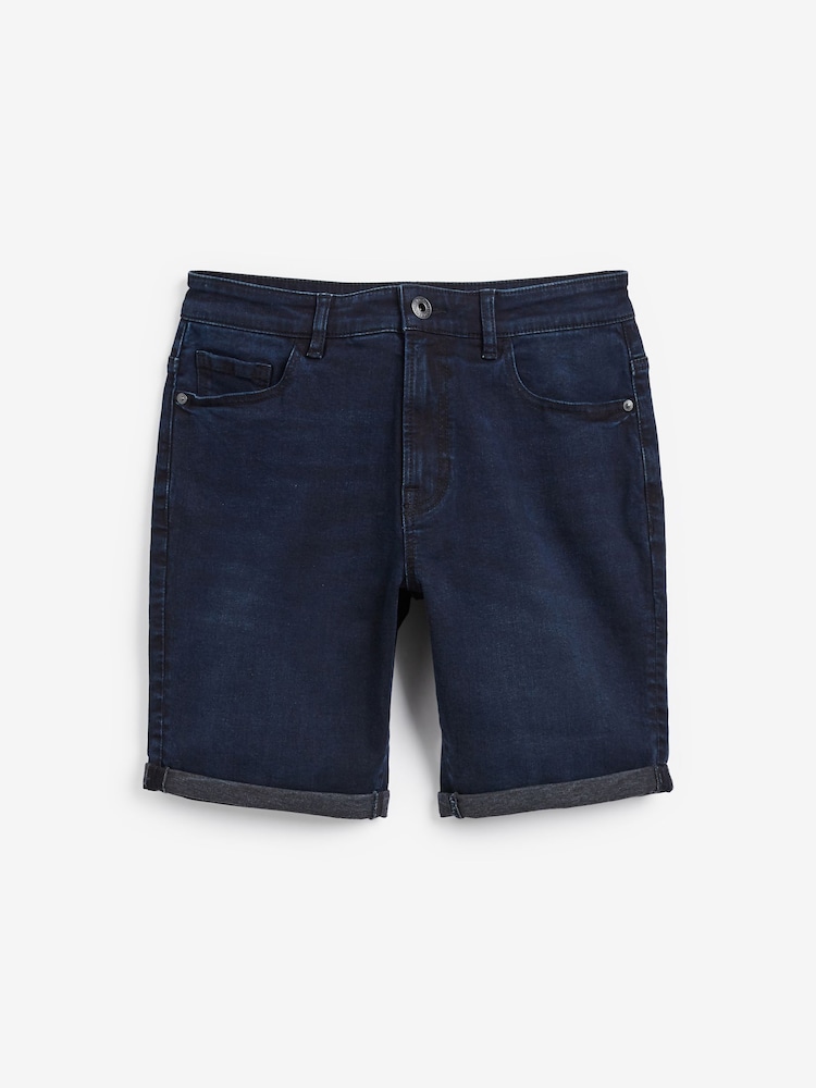 Indigo Blue Straight Fit Denim Shorts - Image 8 of 8