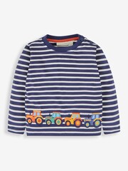 JoJo Maman Bébé Navy Tractor Appliqué Top - Image 1 of 3