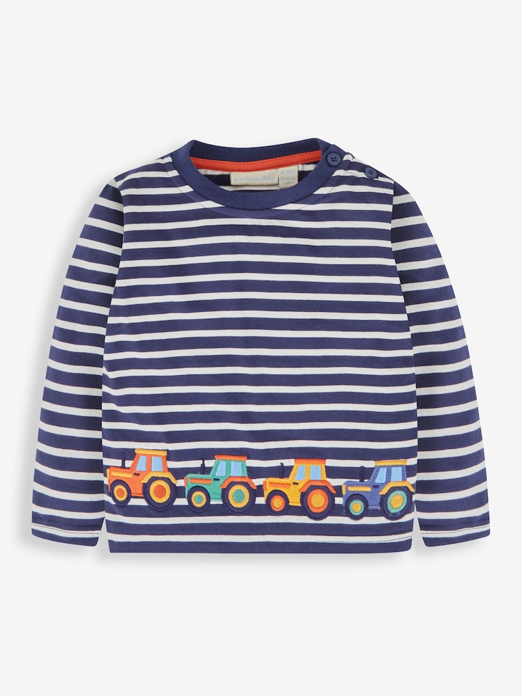 JoJo Maman Bébé Navy Tractor Appliqué Top - Image 1 of 3