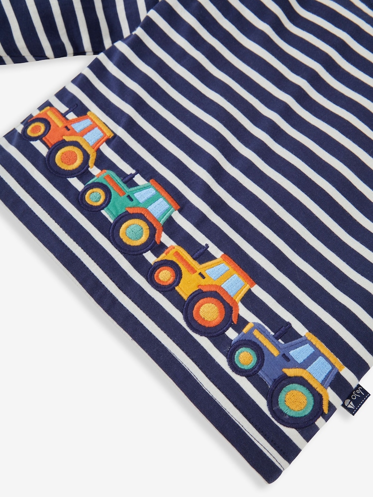 JoJo Maman Bébé Navy Tractor Appliqué Top - Image 2 of 3