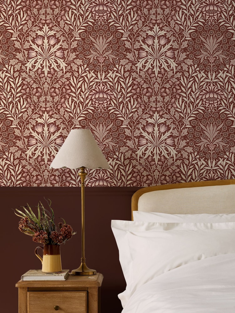 William Morris At Home Damson Oak & Willow 10M Wallpaper - Image 1 of 5