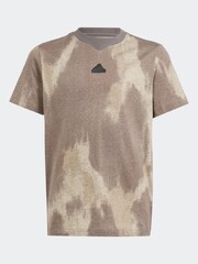 adidas Brown Kids Sportswear Future Icons Allover Print T-Shirt - Image 1 of 4