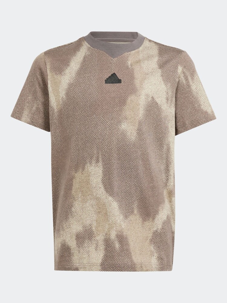 adidas Brown Kids Sportswear Future Icons Allover Print T-Shirt - Image 1 of 4