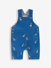 JoJo Maman Bébé Blue Giraffe Embroidered Cord Dungarees - Image 1 of 3