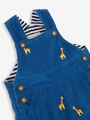 JoJo Maman Bébé Blue Giraffe Embroidered Cord Dungarees - Image 2 of 3