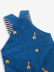 JoJo Maman Bébé Blue Giraffe Embroidered Cord Dungarees - Image 3 of 3
