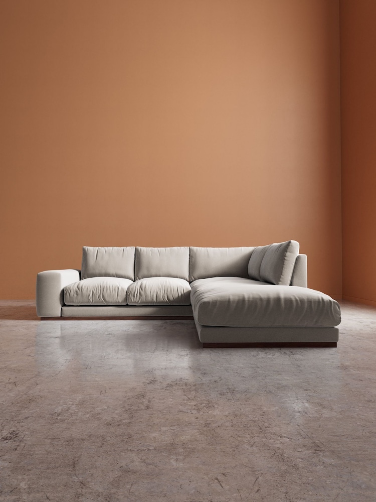 Swoon Ecru Denver Easy Velvet Right Hand Corner Sofa - Image 2 of 6 Swoon Ecru Denver Easy Velvet Right Hand Corner Sofa - Image 2 of 6