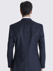 MOSS Navy Blue Tailored Fit Milled Check Suit Jacket - Image 7 of 8