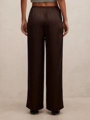 Forever New Brown Sara Satin Wide Leg Trousers - Image 2 of 5