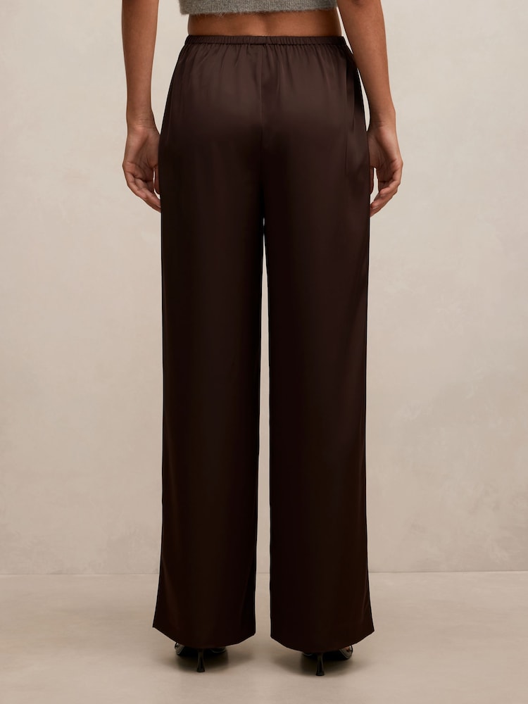 Forever New Brown Sara Satin Wide Leg Trousers - Image 2 of 5 Forever New Brown Sara Satin Wide Leg Trousers - Image 2 of 5