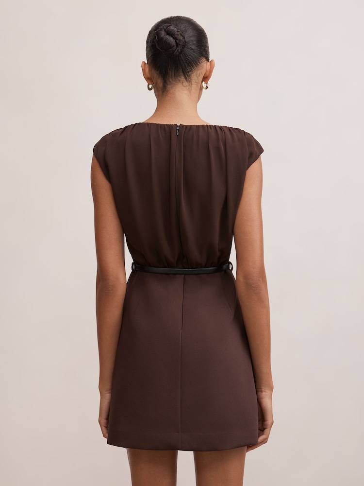 Forever New Brown Quinn Gathered Bodice Mini Dress - Image 2 of 5 Forever New Brown Quinn Gathered Bodice Mini Dress - Image 2 of 5