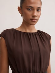 Forever New Brown Quinn Gathered Bodice Mini Dress - Image 3 of 5