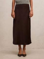 Forever New Brown Sally Satin Slip Skirt - Image 1 of 5