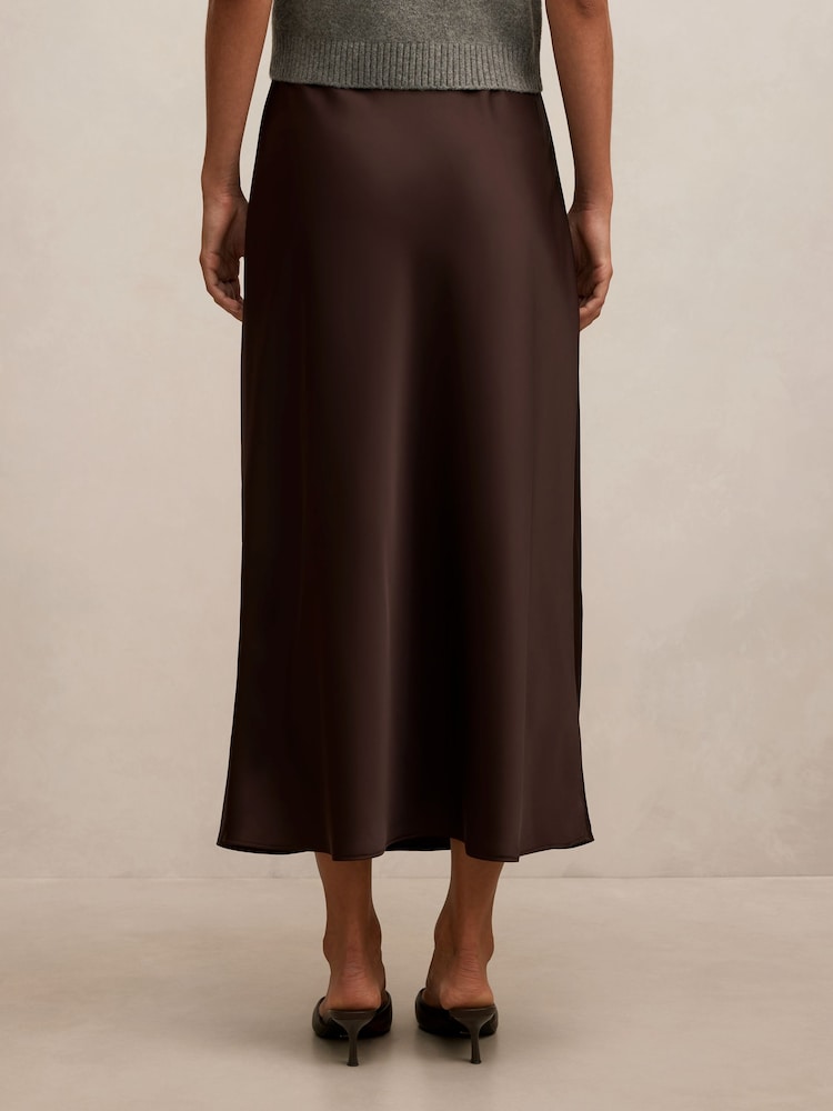 Forever New Brown Sally Satin Slip Skirt - Image 2 of 5 Forever New Brown Sally Satin Slip Skirt - Image 2 of 5