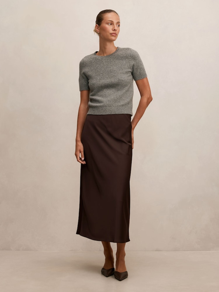 Forever New Brown Sally Satin Slip Skirt - Image 5 of 5 Forever New Brown Sally Satin Slip Skirt - Image 5 of 5