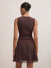 Forever New Brown Belle Woven Mix Mini Dress - Image 2 of 5