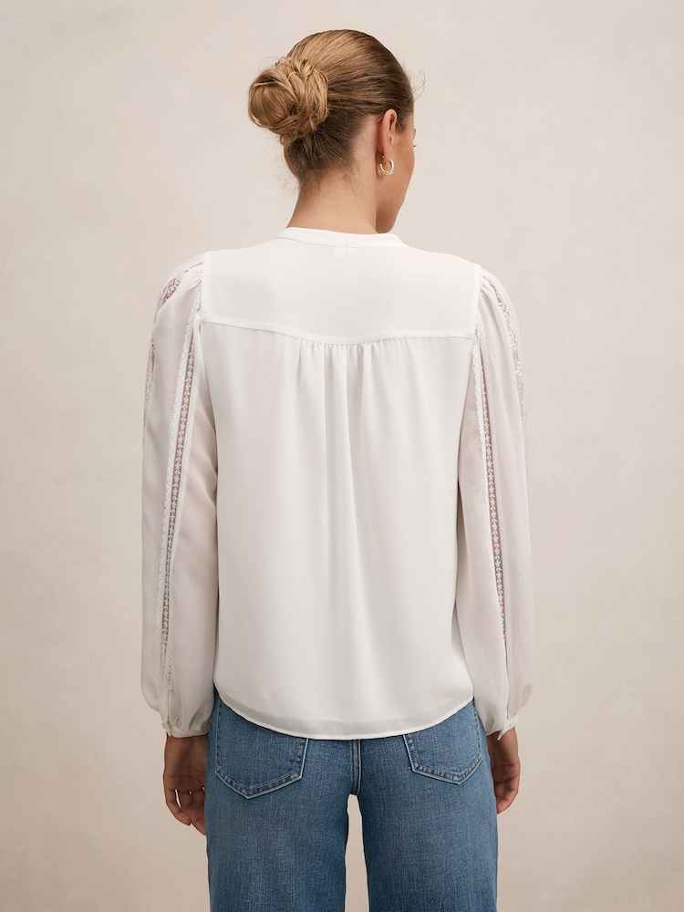 Forever New White Alexis Lace Trim Blouse - Image 2 of 5 Forever New White Alexis Lace Trim Blouse - Image 2 of 5