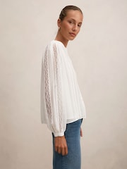 Forever New White Alexis Lace Trim Blouse - Image 3 of 5