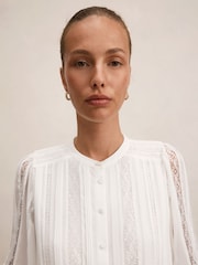 Forever New White Alexis Lace Trim Blouse - Image 4 of 5