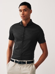 Armani Exchange Stretch Short Sleeve Black Shirt - Image 1 of 4