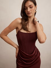 Forever New Red Isra Drape Strapless Maxi Dress - Image 3 of 4