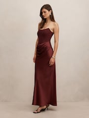 Forever New Red Isra Drape Strapless Maxi Dress - Image 4 of 4