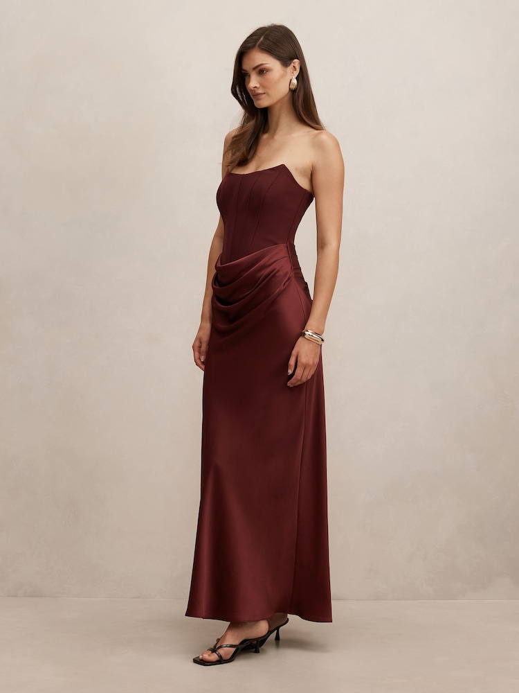 Forever New Red Isra Drape Strapless Maxi Dress - Image 4 of 4 Forever New Red Isra Drape Strapless Maxi Dress - Image 4 of 4