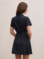 Forever New Blue Gigi Pleated Button Down Mini Dress - Image 2 of 5