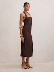 Forever New Brown Gina Halter Neck Bodycon Midi Dress - Image 4 of 4
