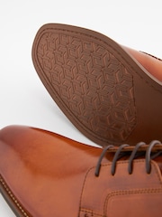 Tan Brown Standard Fit Leather Contrast Sole Derby Shoes - Image 6 of 9