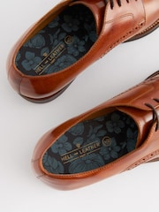 Tan Brown Standard Fit Leather Contrast Sole Derby Shoes - Image 7 of 9
